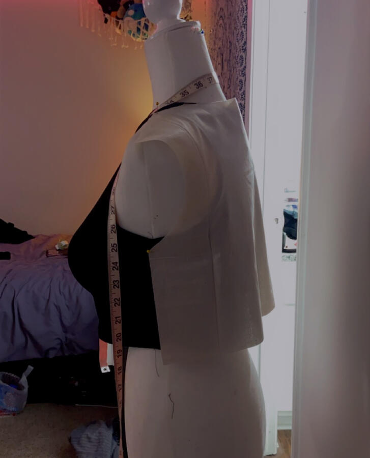 Padded Mannequin Frame and beginning draping