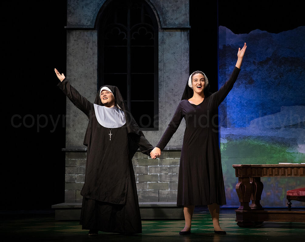 Cadence Collins as Mother Abbess and Casey Maxwell as Maria